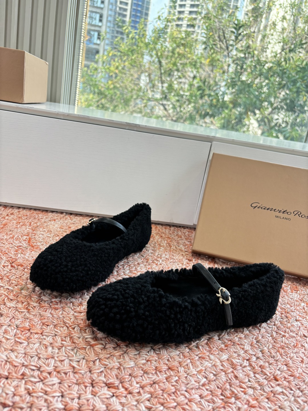 지안비토 로시(Gianvito Rossi) 메라드 컬러 캐시미어 발레리나 로퍼 플랫 슈즈 신발