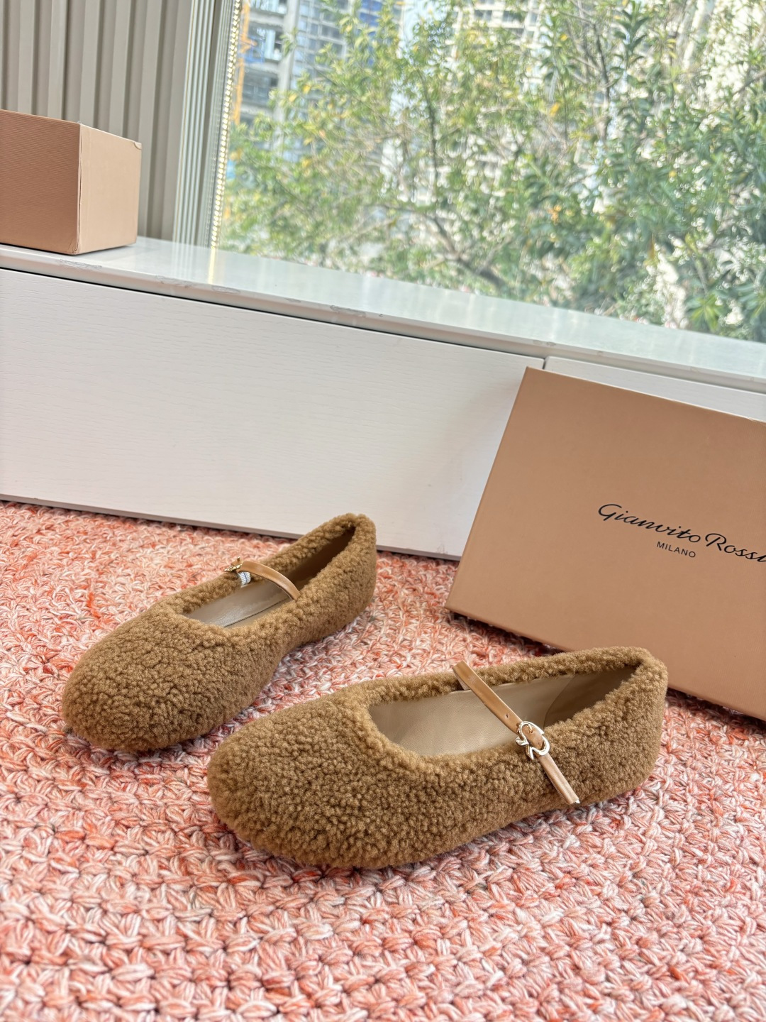 지안비토 로시(Gianvito Rossi) 메라드 컬러 캐시미어 발레리나 로퍼 플랫 슈즈 신발