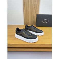 프라다(PRADA) 나파 가죽 & 실크 캔버스 스니커즈 (프리미엄) 신발