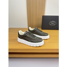 프라다(PRADA) 나파 가죽 & 실크 캔버스 스니커즈 (프리미엄) 신발