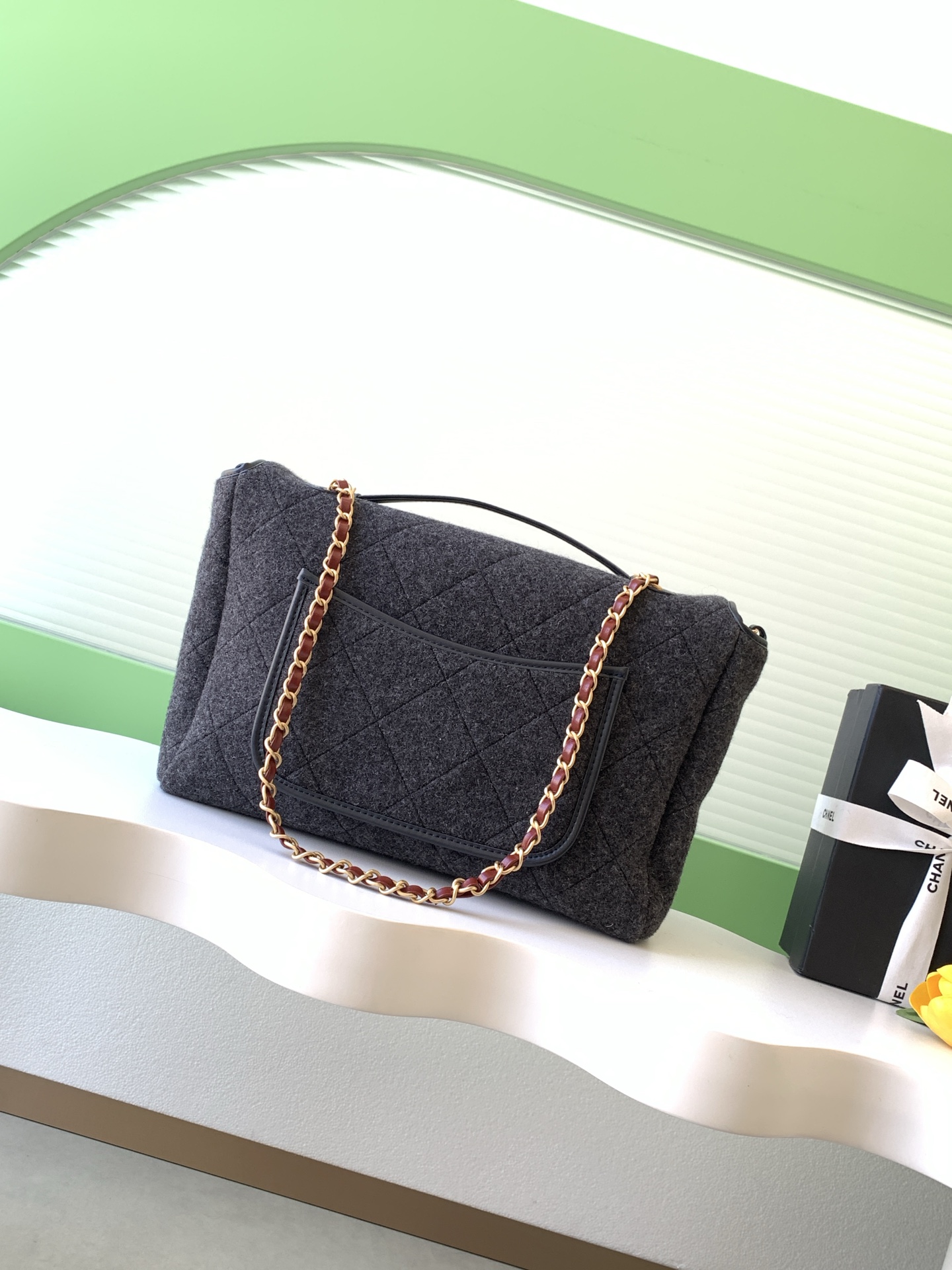 샤넬(Chanel) 25K 블랙 펠트 & 트위드 체인백 숄더백 가방