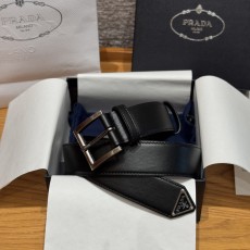 프라다(Prada) 트라이앵글 로고 장식 소가죽 벨트