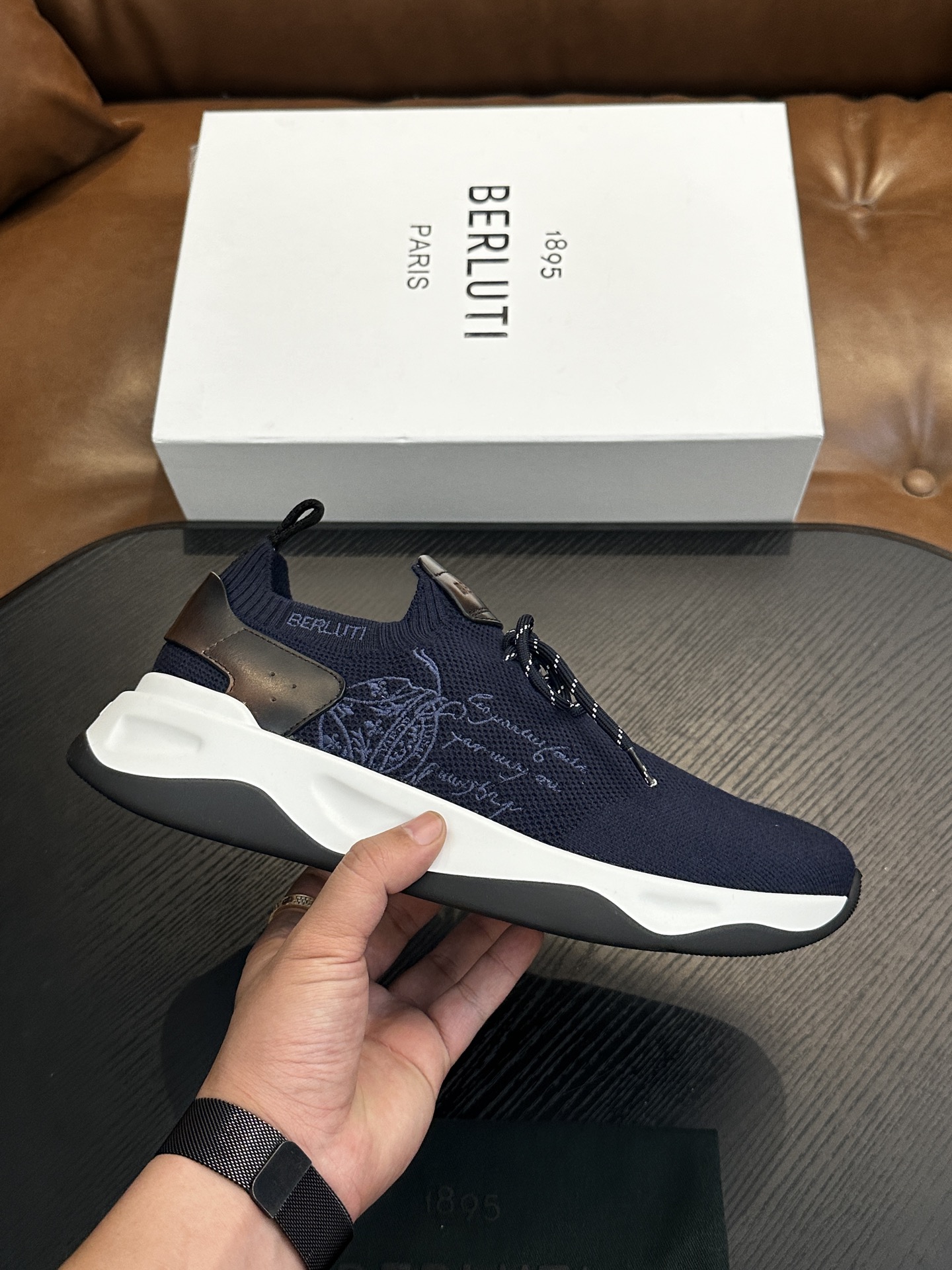 벨루티(Berluti) Shadow 니트 스니커즈 신발