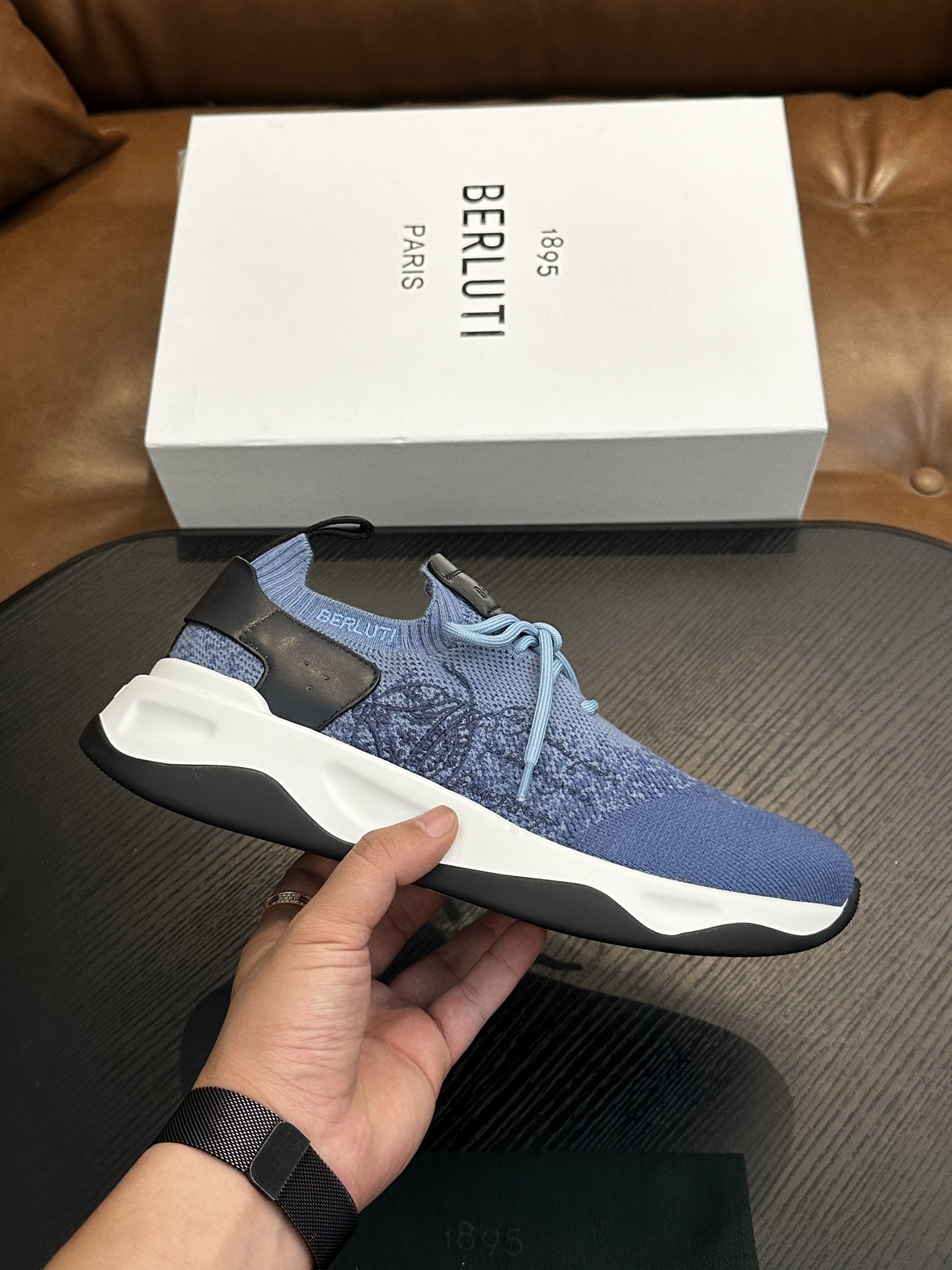 벨루티(Berluti) Shadow 니트 스니커즈 신발