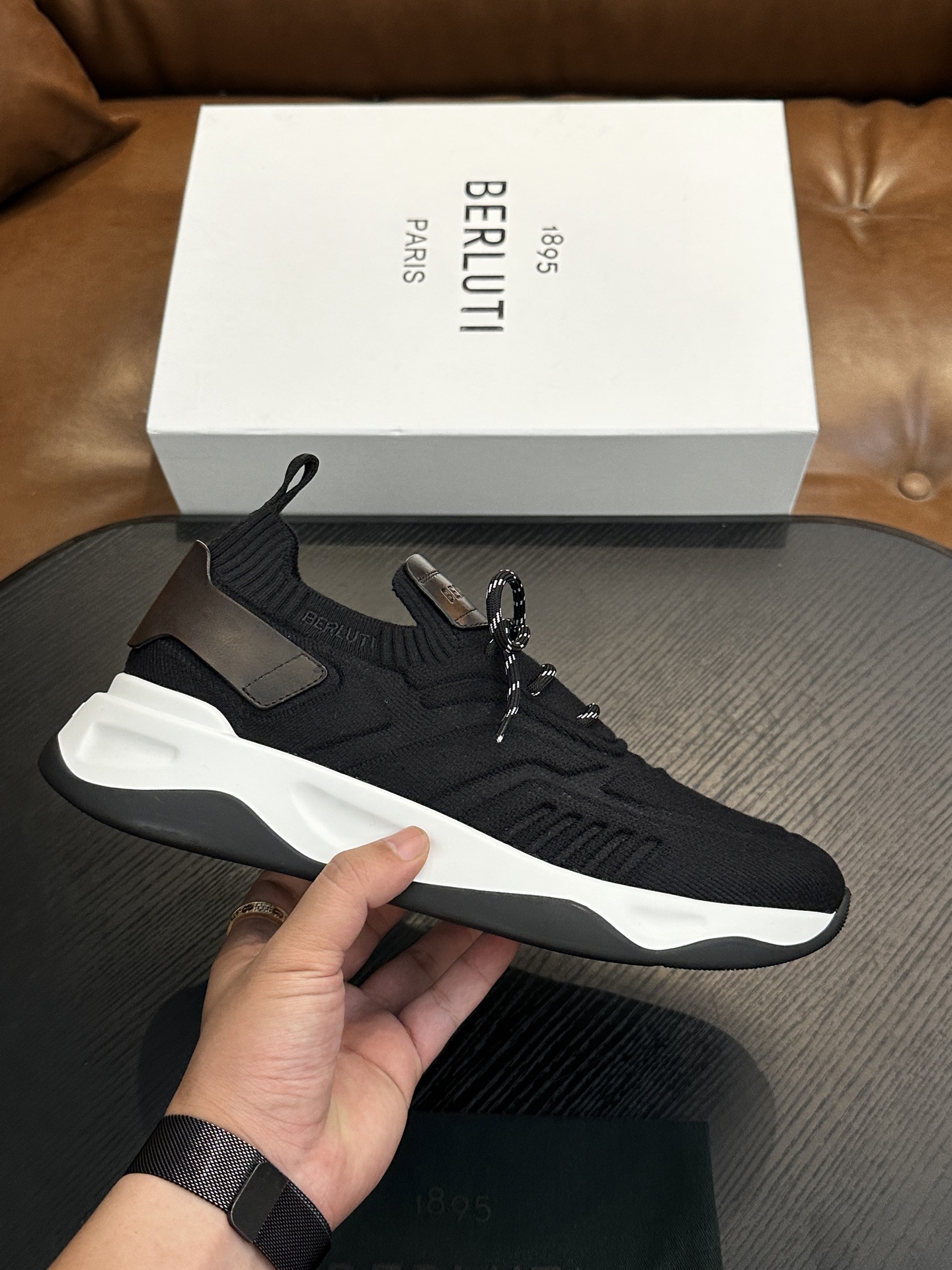 벨루티(Berluti) Shadow 니트 스니커즈 신발