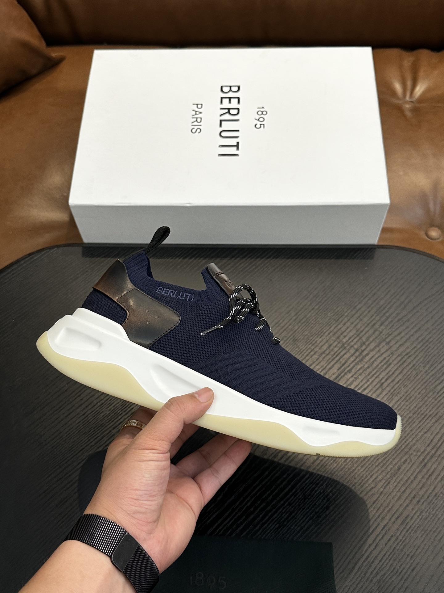 벨루티(Berluti) Shadow 니트 스니커즈 신발