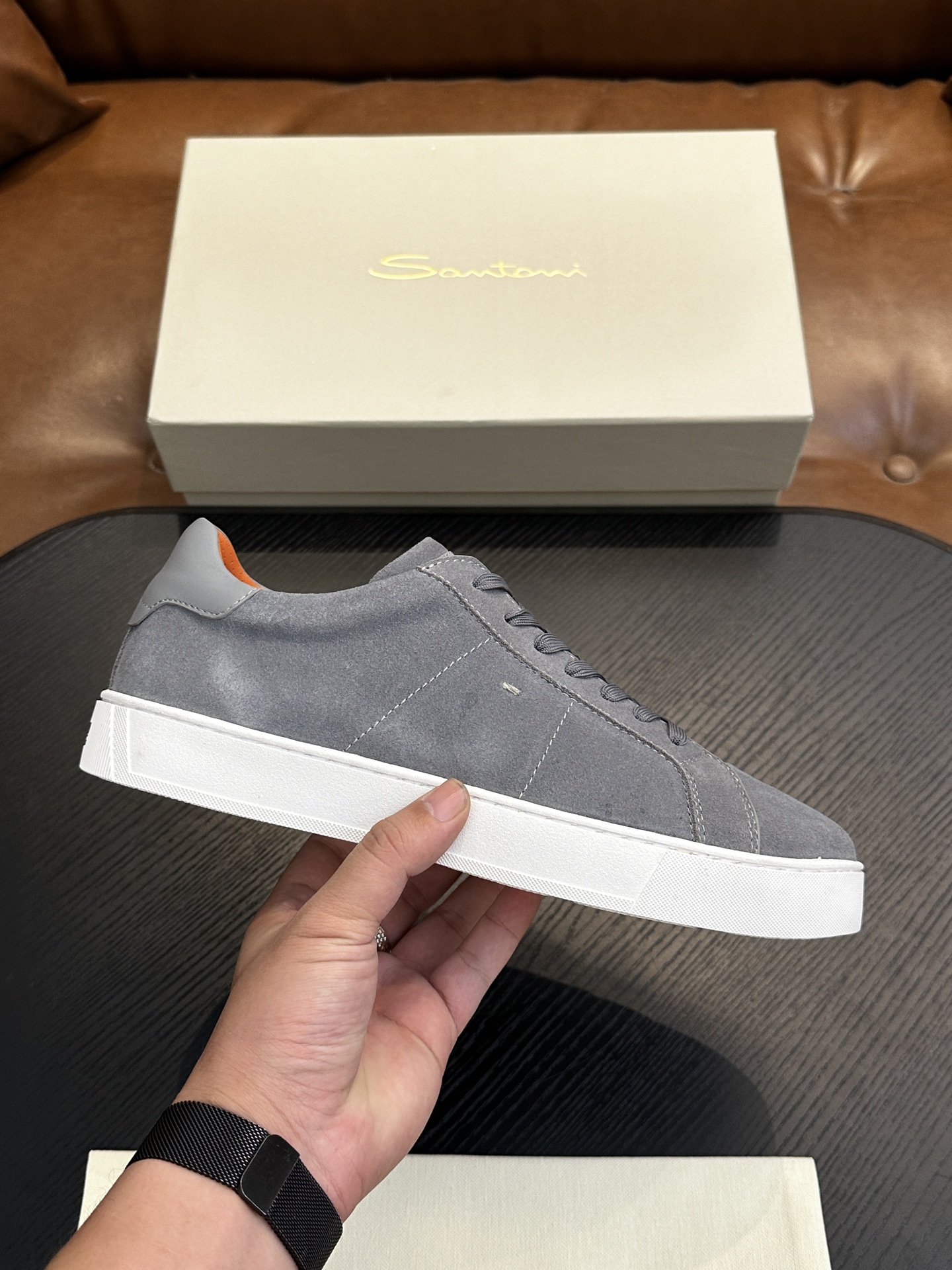 산토니(Santoni) 이탈리아 핸드메이드 그레인 레더 슈즈 스니커즈 신발