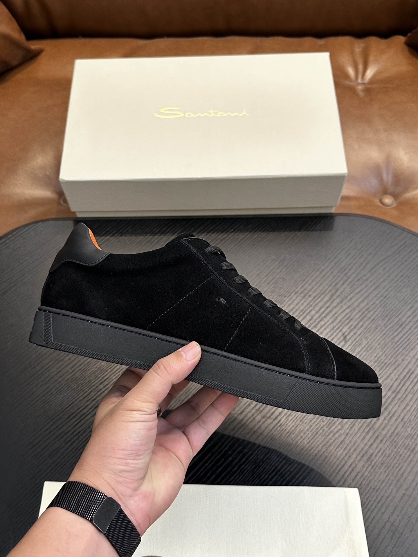 산토니(Santoni) 이탈리아 핸드메이드 그레인 레더 슈즈 스니커즈 신발