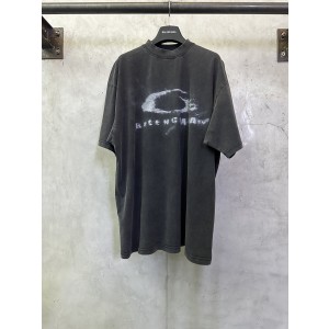 발렌시아가(Balenciaga) 싱글 링 스모크 워싱 빈티지 반팔 티셔츠 의류
