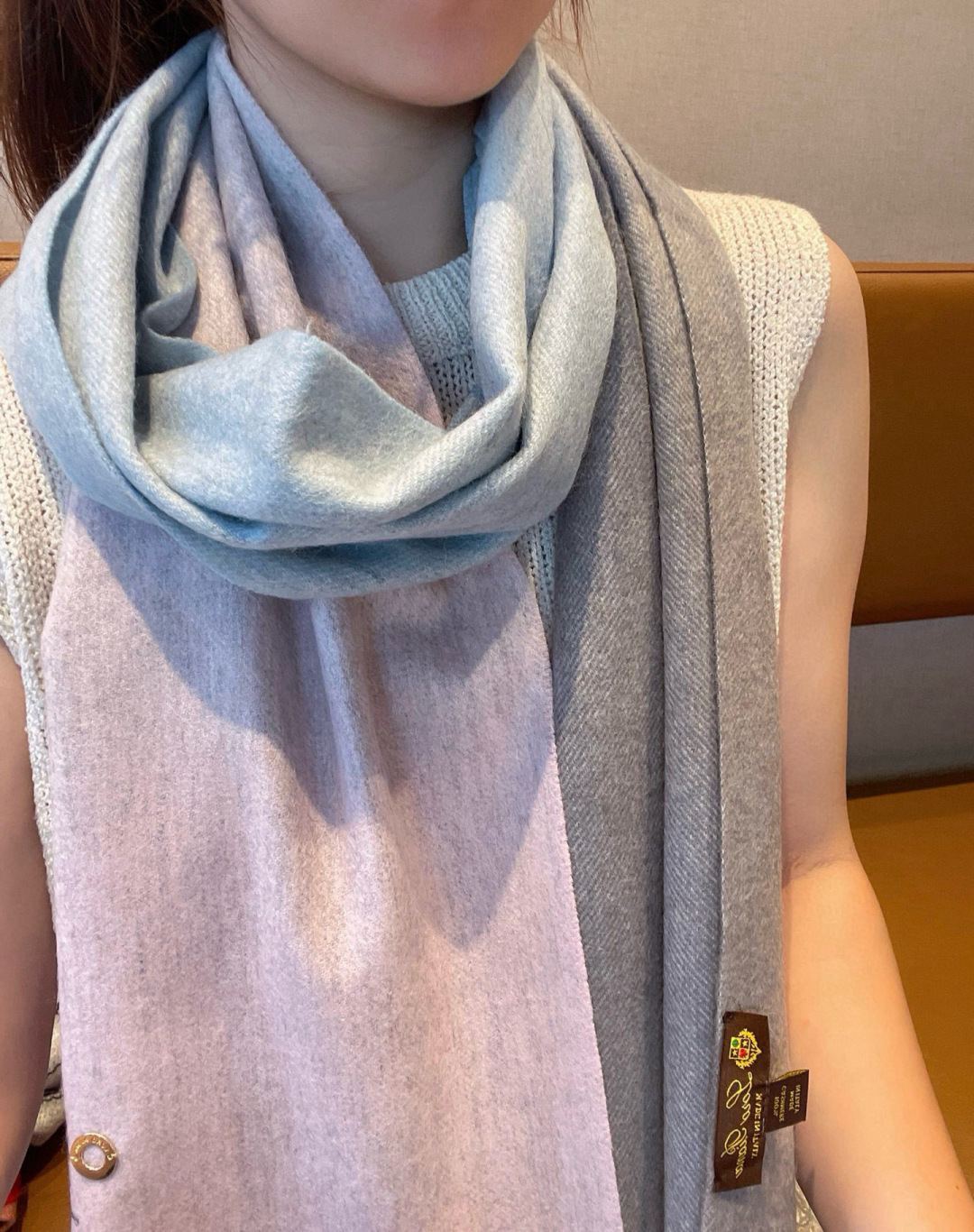 Loro Piana 로로피아나 · 프리미엄 100% 캐시미어 체크 머플러 목도리 스카프