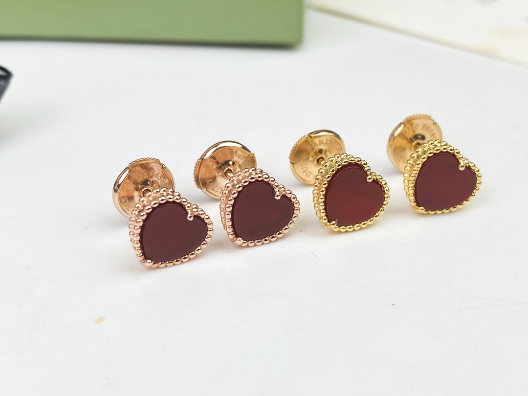 Van Cleef & Arpels VCA · 반클리프 아펠 레드 커넬리언 하트 귀걸이 악세사리