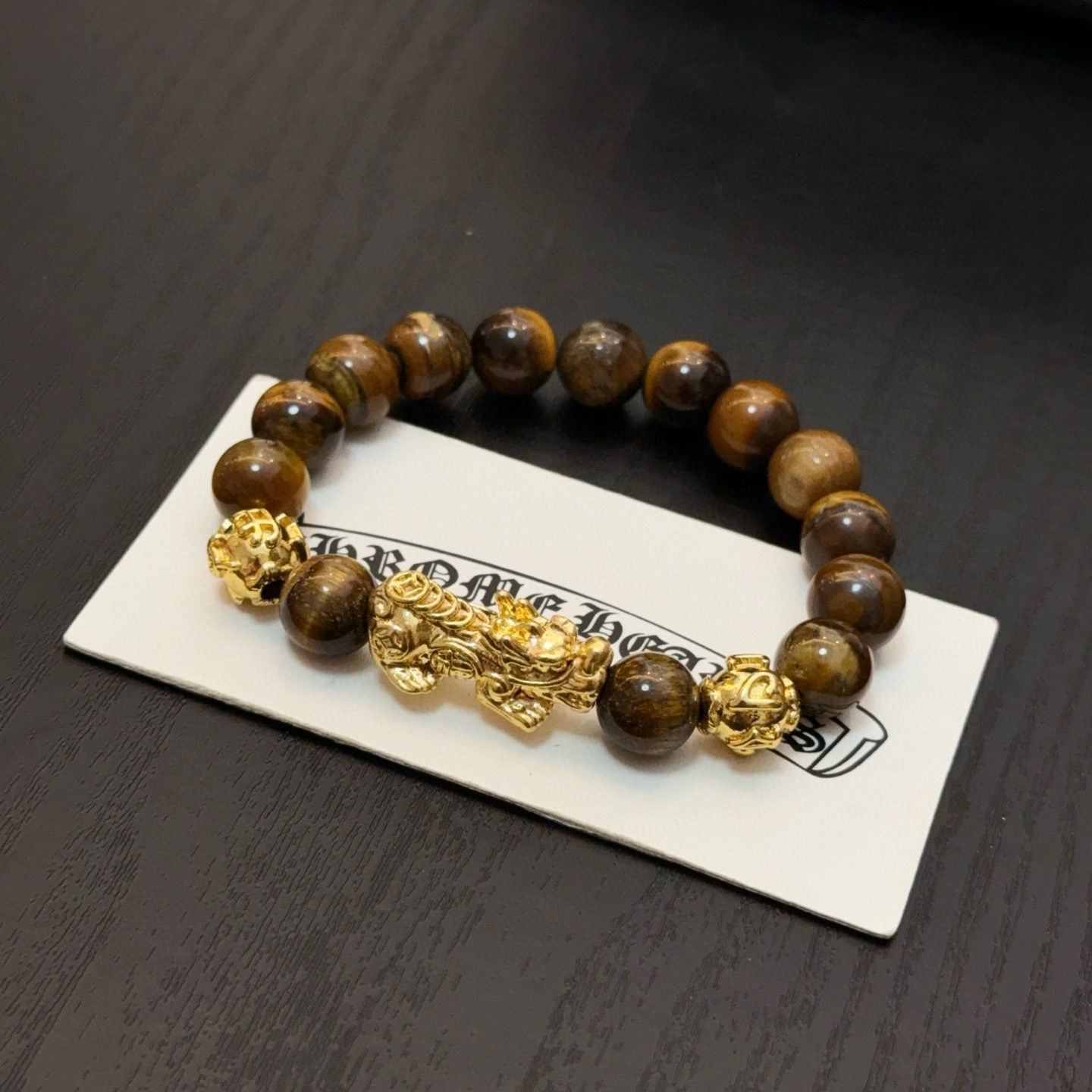 크롬하츠(Chrome Hearts) 타이거 아이(호안석) 십자가 팔찌 악세사리