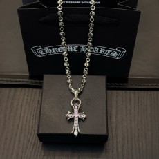 크롬하츠(Chrome Hearts) 크로스 볼 & 핑크 다이아 목걸이 악세사리
