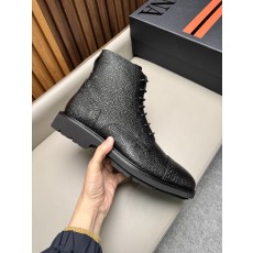 에르메네질도 제냐(Zegna) AOSTA 천연가죽 지퍼 레이스업 부츠 구두 신발