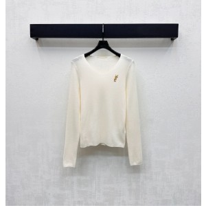 생로랑(Saint Laurent) YSL 슬림핏 V넥 로고 로고 니트 의류
