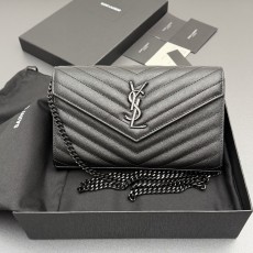 YSL 생로랑 ENVELOPE 체인 월렛 (올 블랙/블랙 로고) 가방