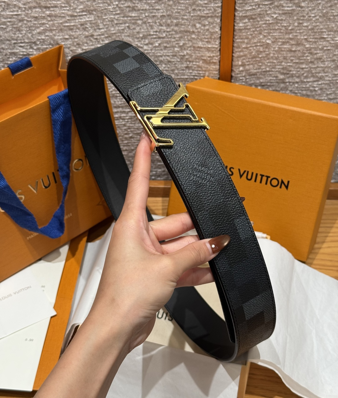 LV 루이비통 이니셜 다모플라쥬 40mm 양면 벨트