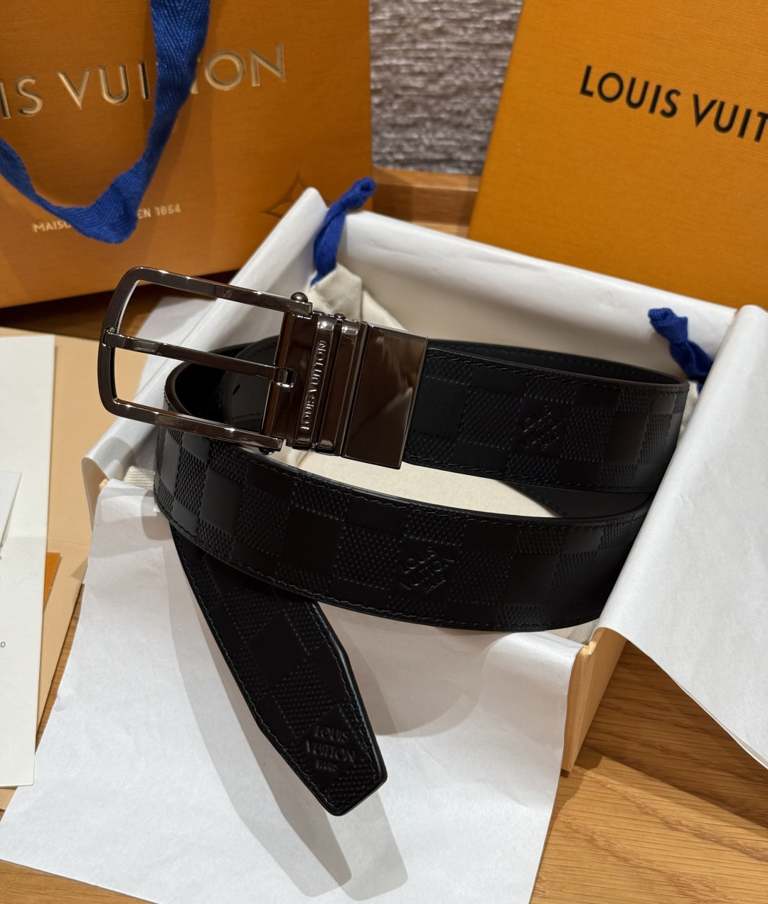 LV 루이비통 슬렌더(SLENDER) 35mm 양면 벨트(다미에 엠보싱)