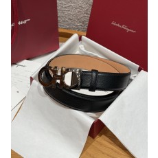 페라가모(Ferragamo) 양면 조절식 Gancini 간치니 해머드 레더 벨트