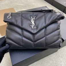 생로랑(YSL) 루루 푸퍼(Loulou Puffer) 라지 블랙 (실버) 숄더백 가방