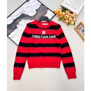 디올(DIOR) CD 스트라이프 별 레터링 자카드 긴팔 니트 의류