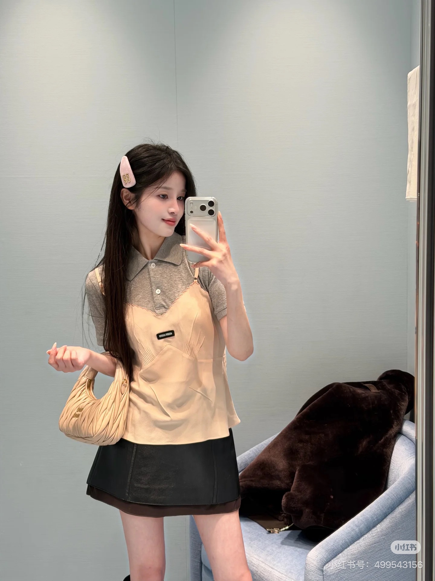 miumiu 미우미우 레이어드 셔츠 슬립 원피스 상의 의류