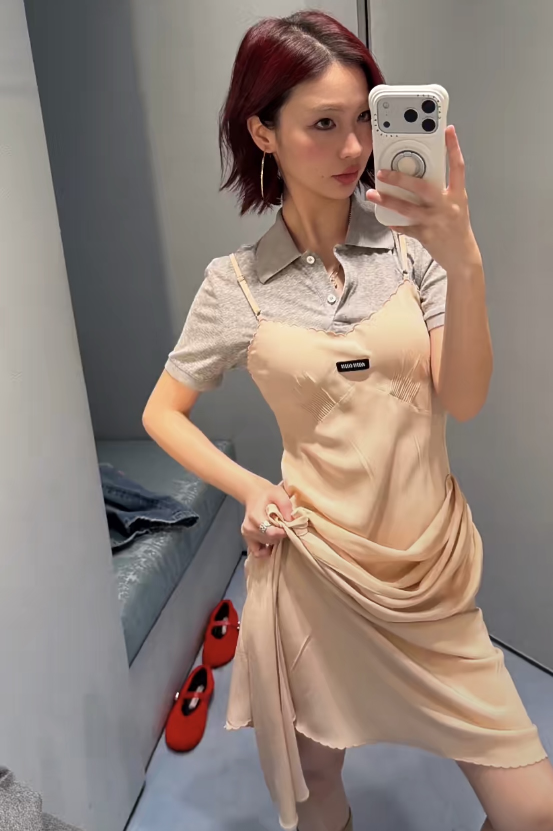 miumiu  미우미우 레이어드 실크 믹스 원피스 의류