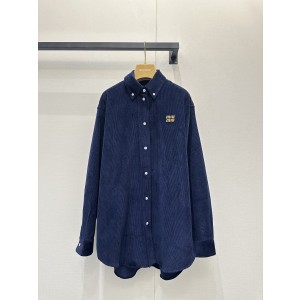 miumiu 미우미우 레더 패치 코듀로이 셔츠 자켓 재킷 의류