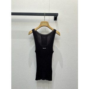 miumiu 미우미우 레이스 트림 울 민소매 니트 베스트 의류