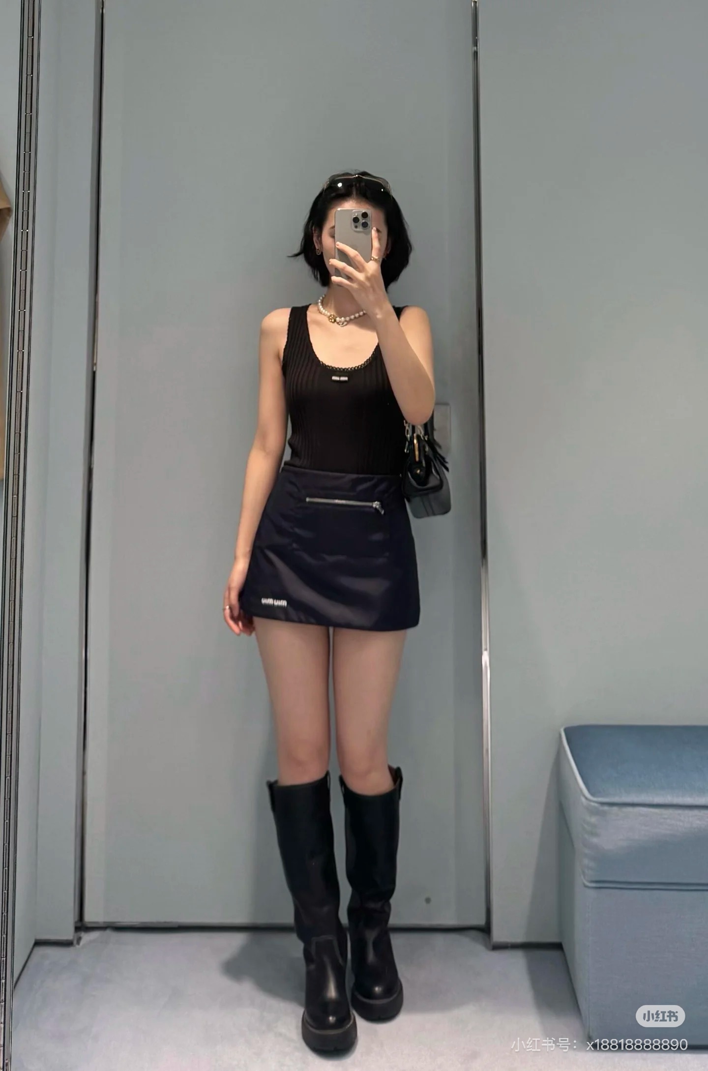 miumiu 미우미우 레이스 트림 울 민소매 니트 베스트 의류