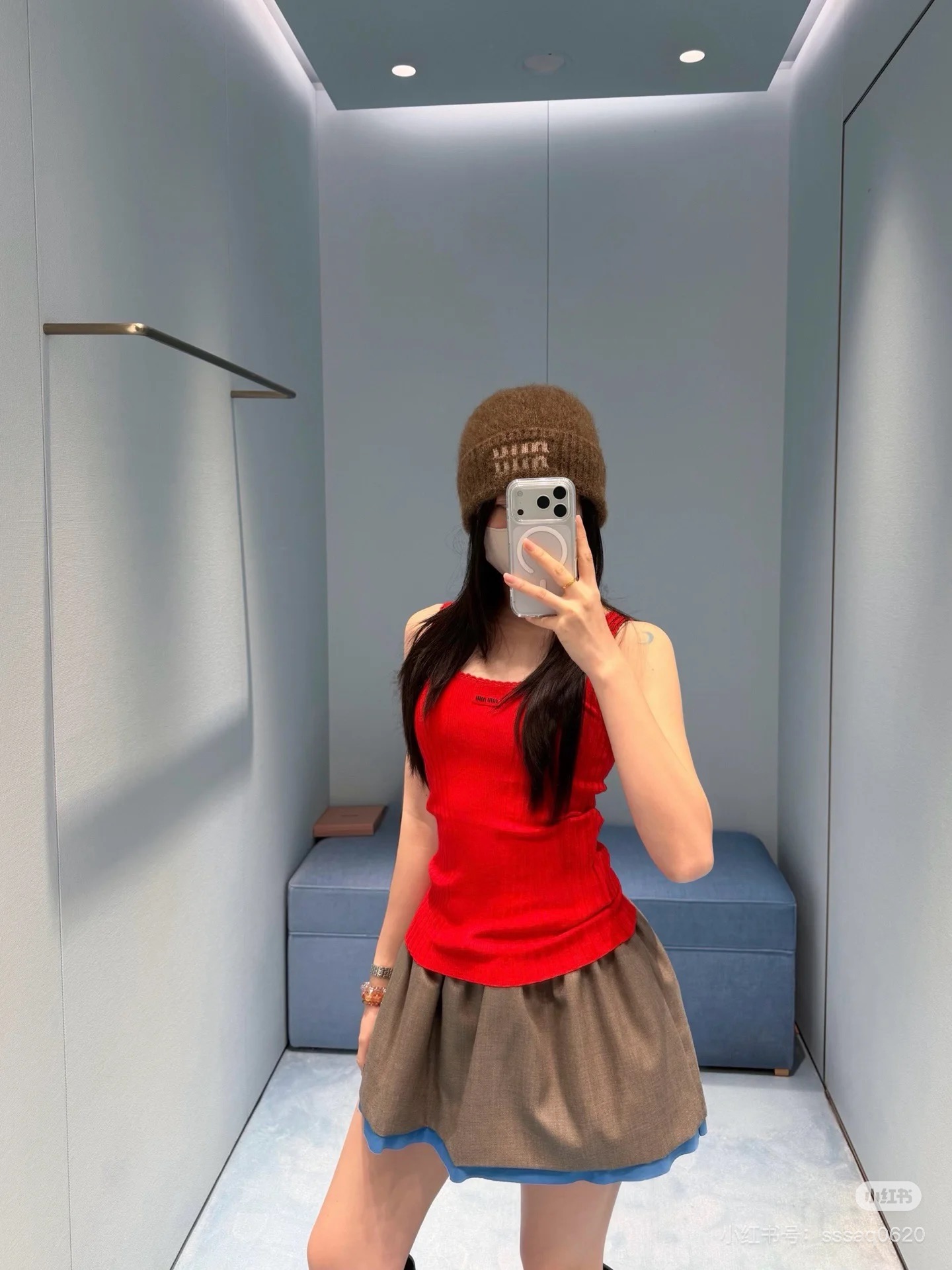 miumiu 미우미우 레이스 트림 울 민소매 니트 베스트 의류