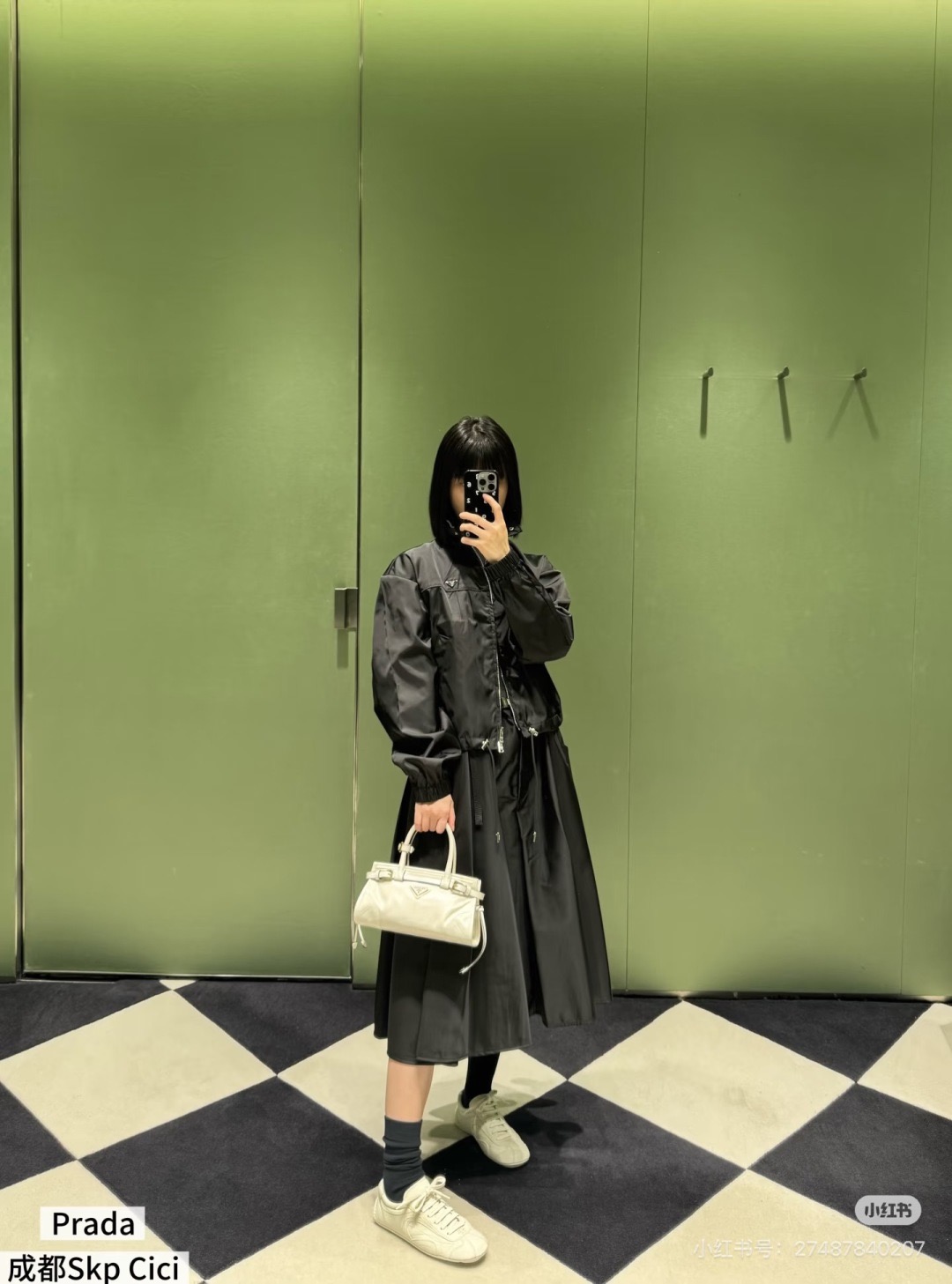 Prada 프라다 리나일론 크롭 드로스트링 바람막이 후드 자켓 재킷 의류