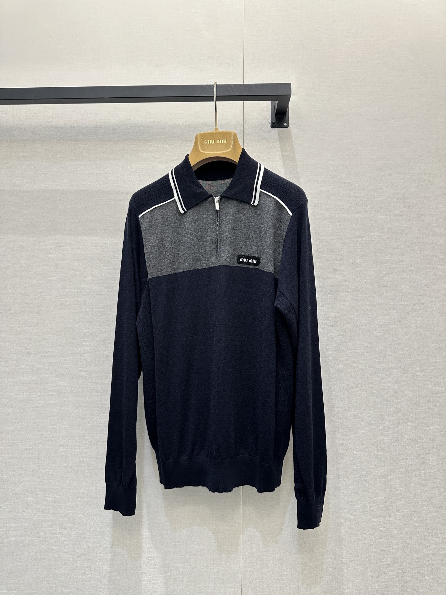 miumiu 미우미우 컬러 블록 하프 집업 긴팔 니트 의류