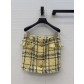 Balmain 발망 옐로우 블랙 체크 트위드 미니스커트 치마 의류