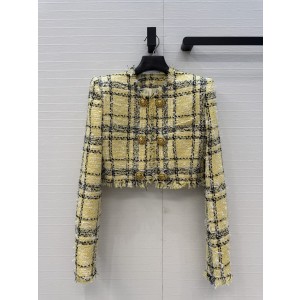 Balmain 발망 옐로우 블랙 체크 트위드 자켓 재킷 의류