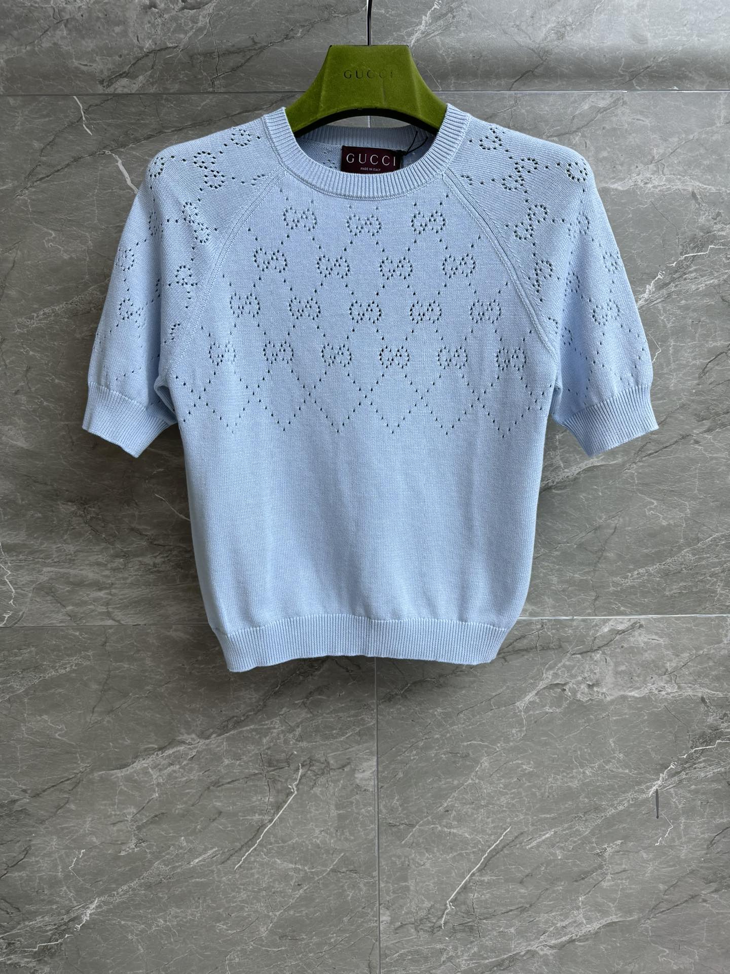 Gucci 구찌 GG 로고 펀칭 니트 반팔 의류