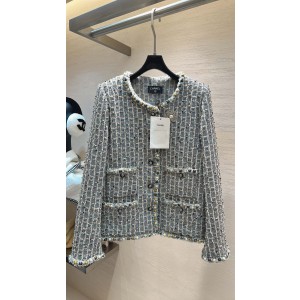 Chanel 샤넬 그레이 블루 핸드메이드 펄 트위드 자켓 재킷 의류