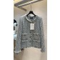 Chanel 샤넬 그레이 블루 핸드메이드 펄 트위드 자켓 재킷 의류
