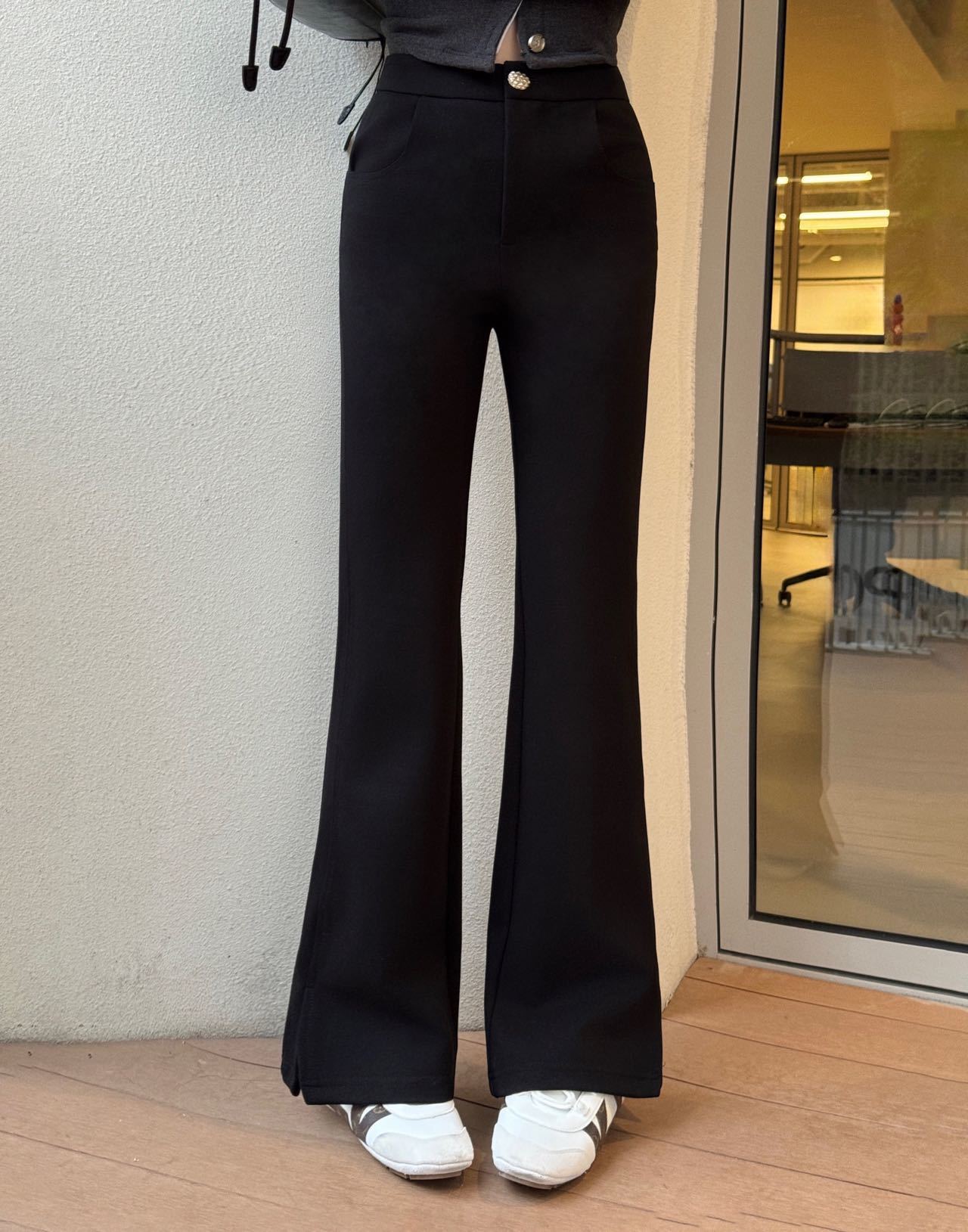 Chanel 샤넬 사이드 슬릿 세미 부츠컷 슬랙스 팬츠 바지 의류