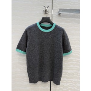 PRADA 프라다 캐시미어 배색 링거 반팔 니트 의류