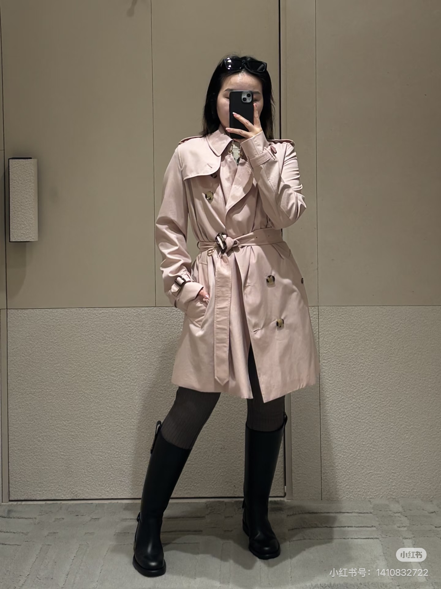 Burberry 버버리 로즈 핑크 더블 버튼 미디 코트 의류