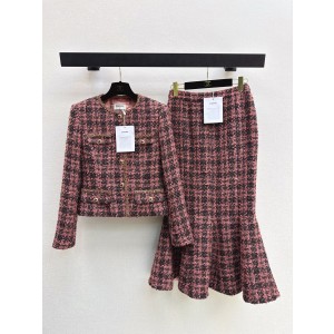 Chanel 샤넬 명품 무드 트위드 자켓 재킷 & 머메이드 스커트 치마 셋업 세트 의류