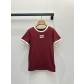 미우미우(miumiu) 버건디 배색 로고 반팔 티셔츠 의류