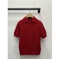 미우미우(miumiu) 레드 캐시미어 펀칭 폴로 카라 반팔 니트 의류