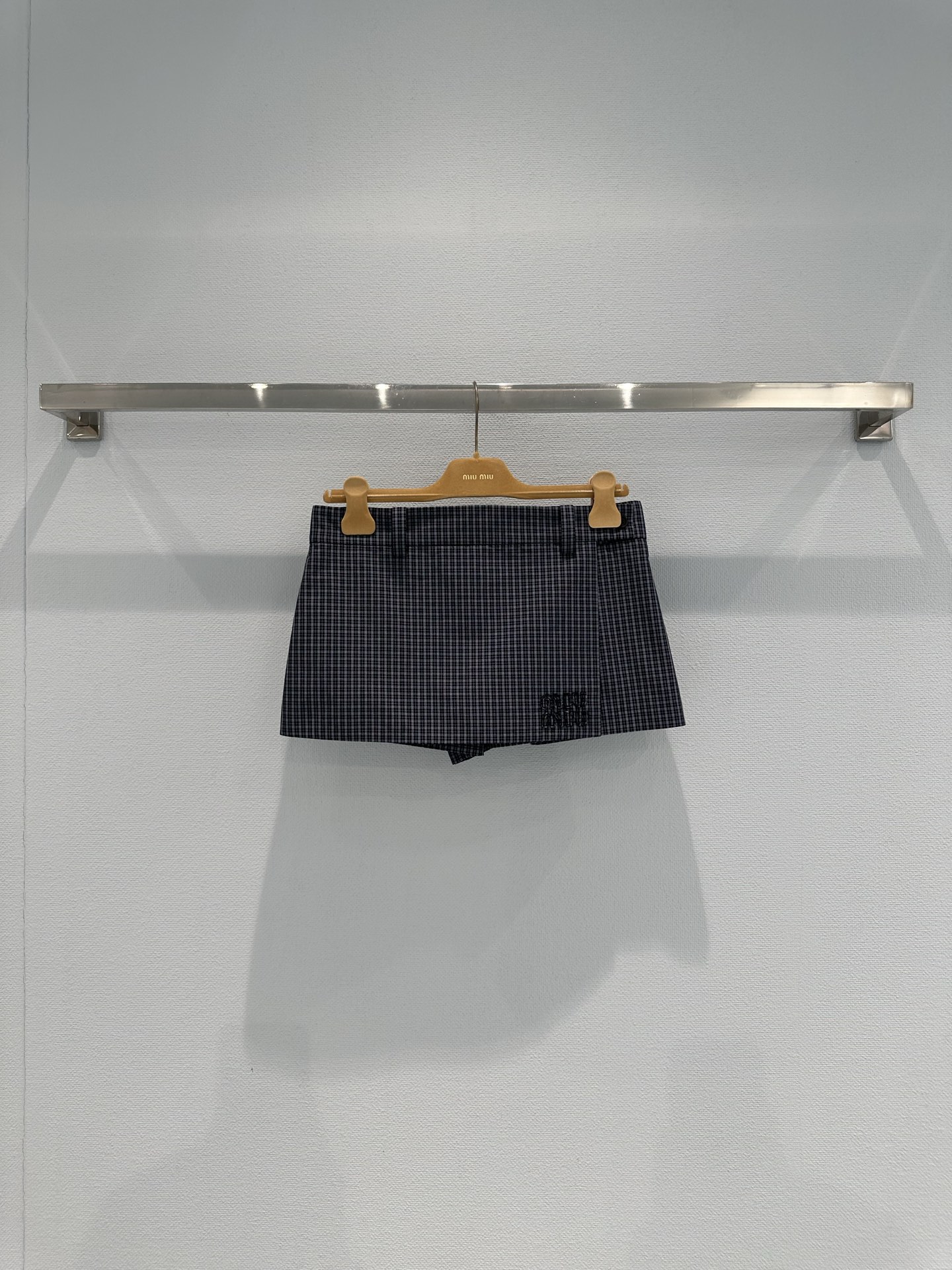 miumiu 미우미우 26SS 블루 체크 테크니컬 점퍼 자켓 재킷 + 스커트 치마 세트 셋업 의류