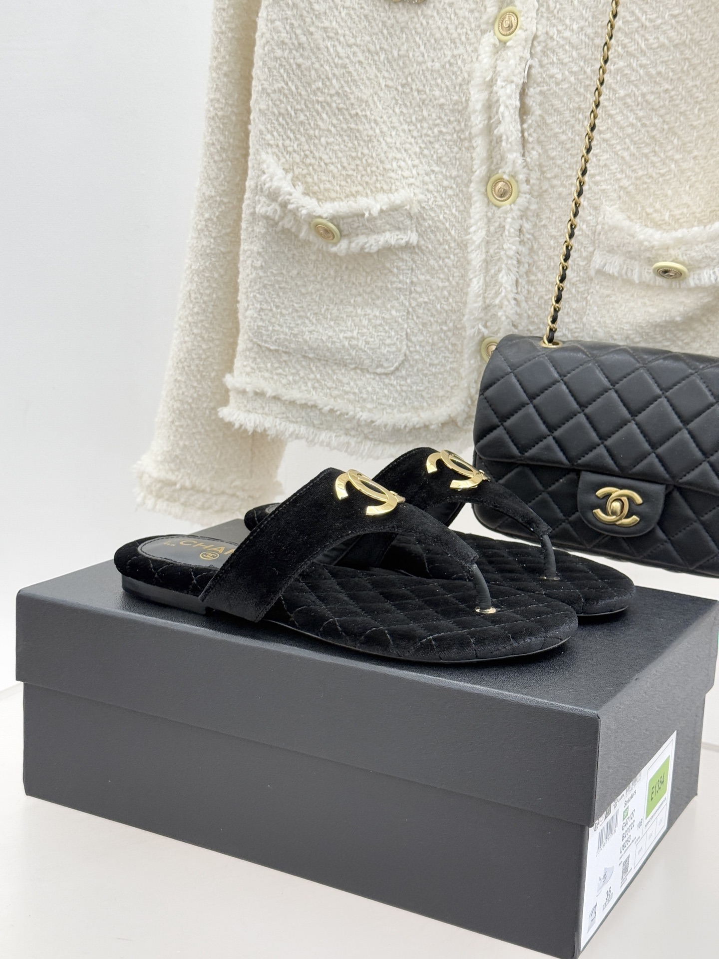 Chanel 26P 샤넬 빅 더블C 퀼팅 플립플랍 쪼리 샌들 슬리퍼 신발