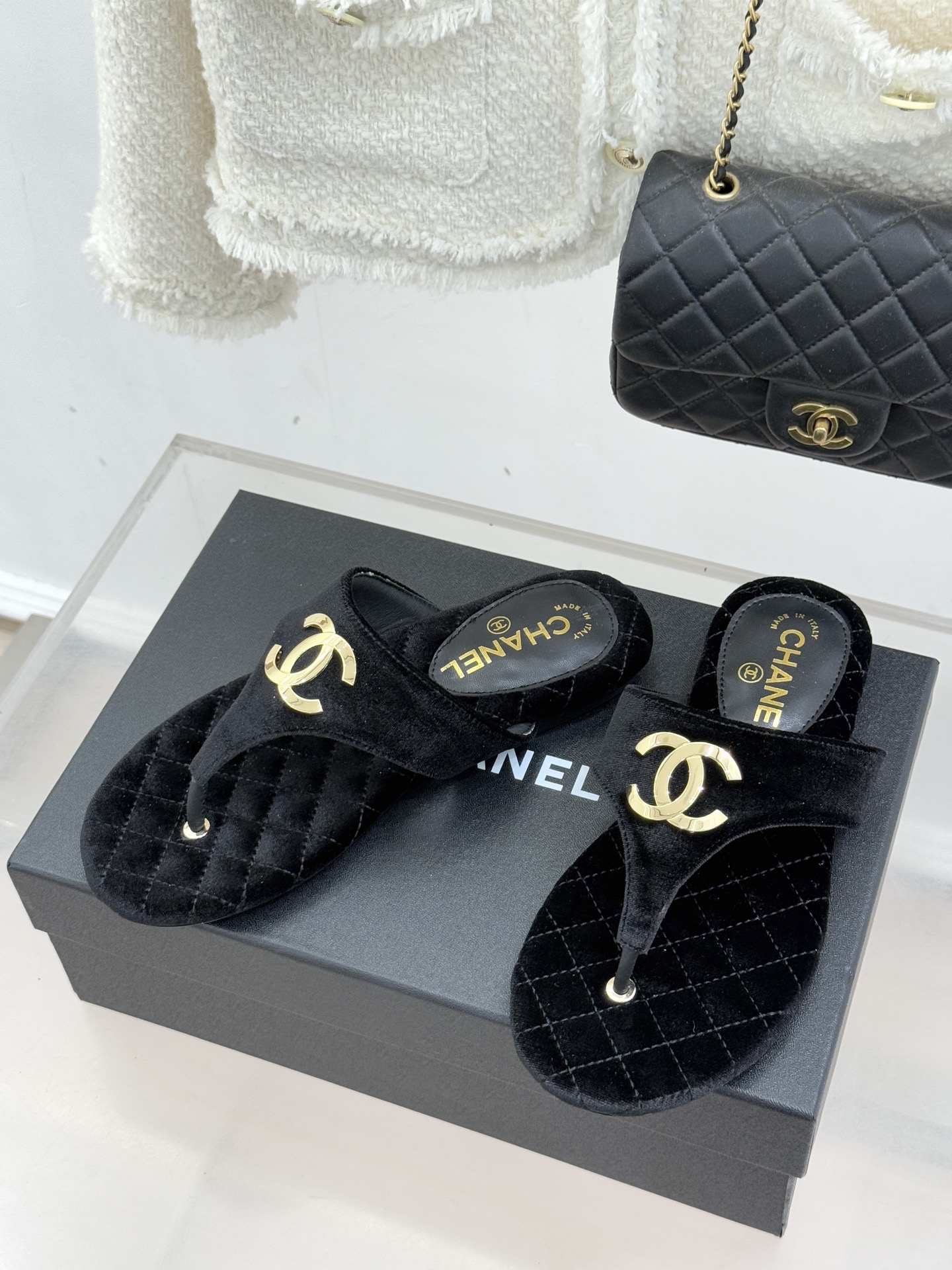 Chanel 26P 샤넬 빅 더블C 퀼팅 플립플랍 쪼리 샌들 슬리퍼 신발