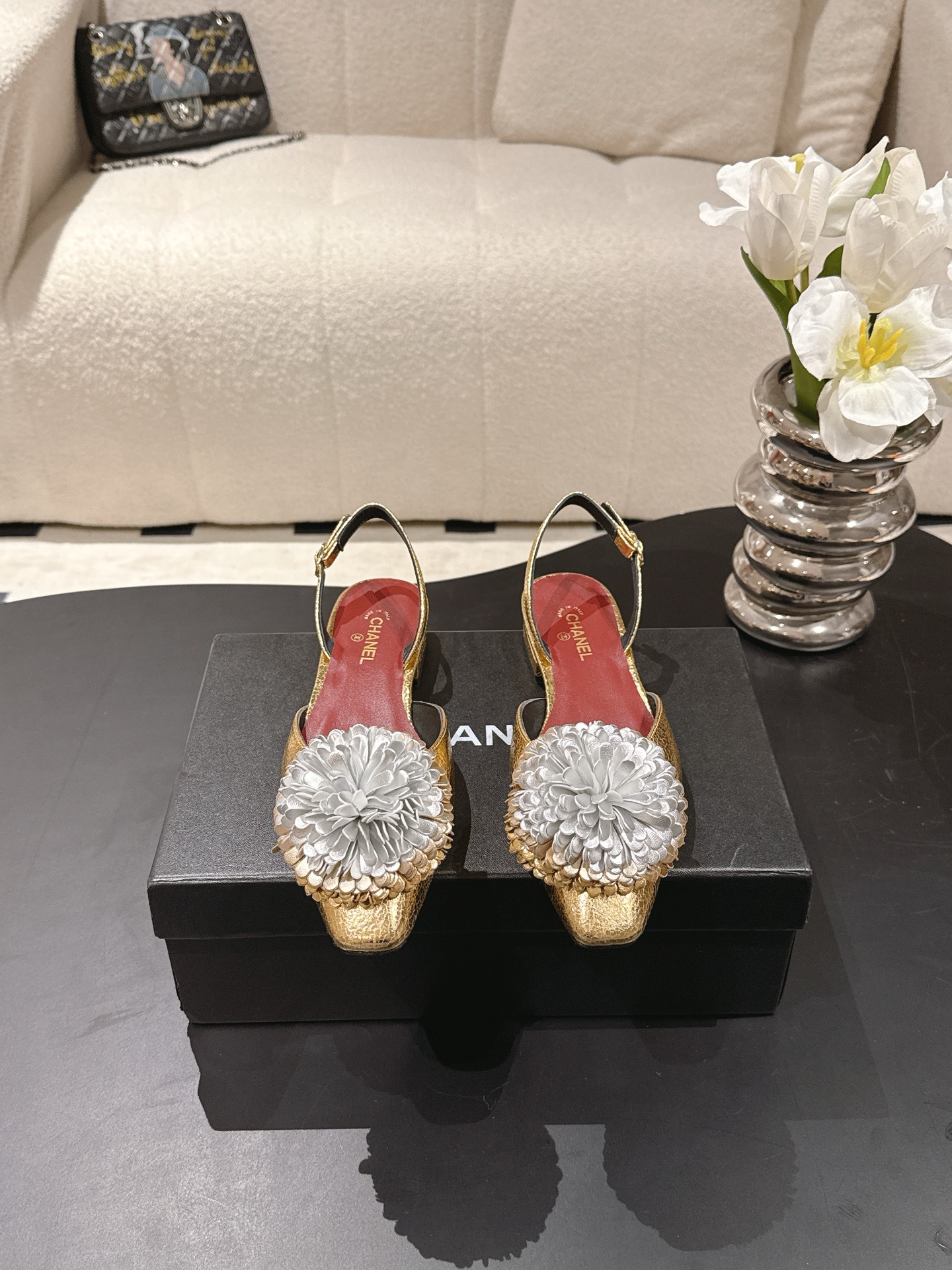 Chanel 26X 샤넬 크리스마스 한정 트윈 플라워 샌들 슬리퍼 신발