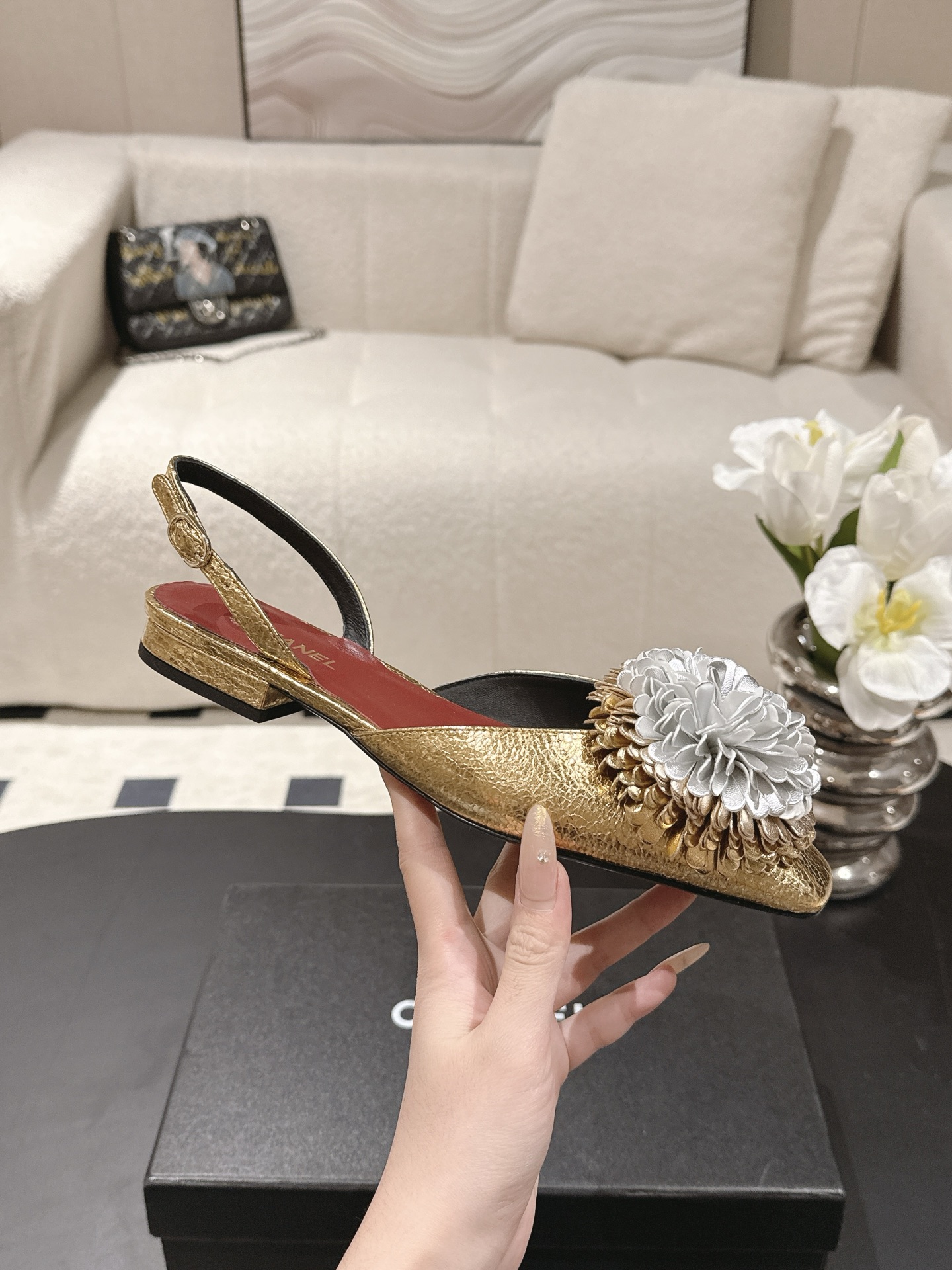 Chanel 26X 샤넬 크리스마스 한정 트윈 플라워 샌들 슬리퍼 신발