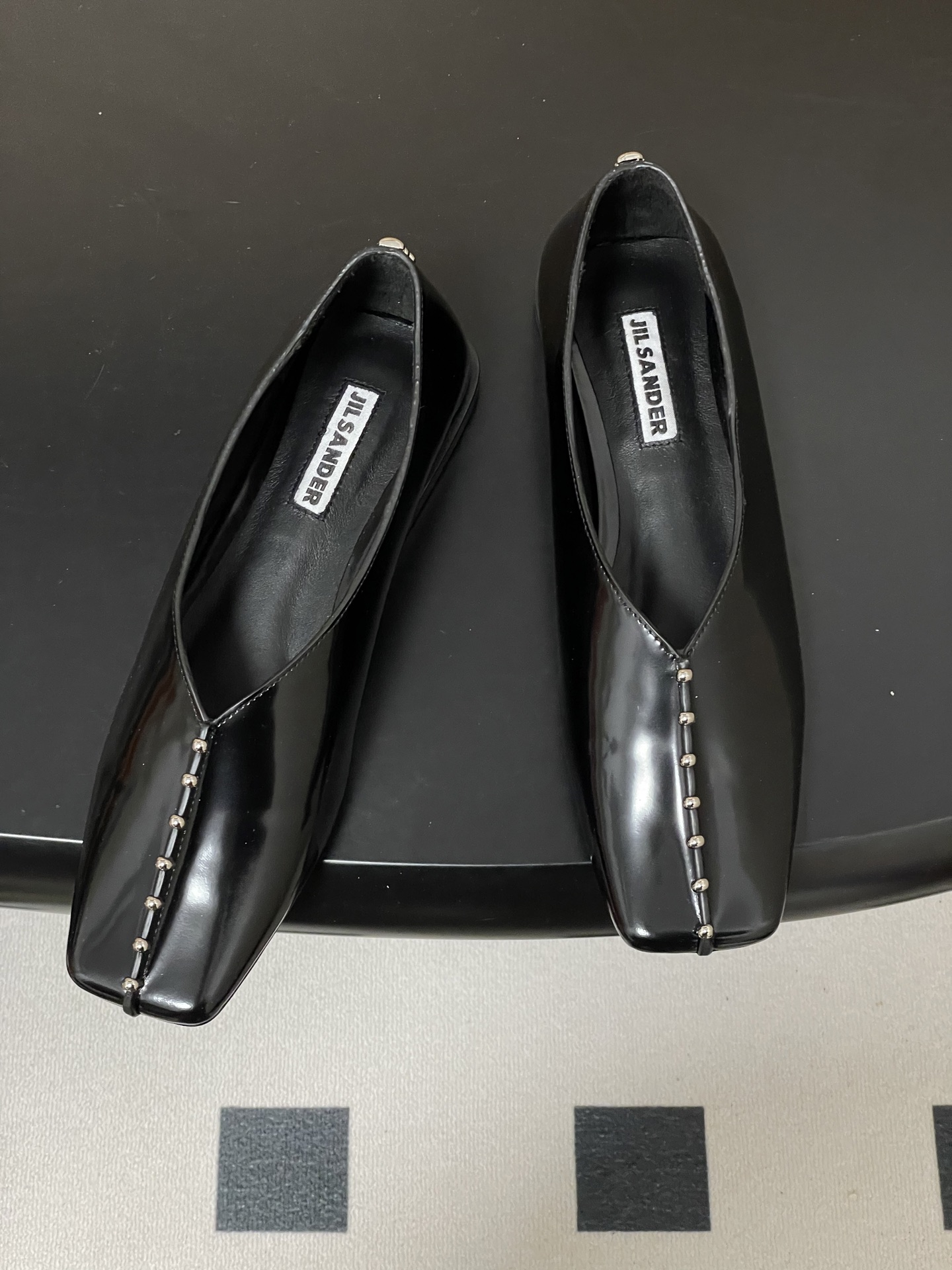 질 샌더(Jil Sander) 스터드 스퀘어토 메리제인 단화 플랫 슈즈 신발